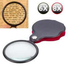 Lupă pliabilă mini de buzunar 6x 8x, lentile pentru citit bijuterii, lupă-6x
