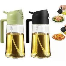 2er set Ölsprüher 500ML, 2-in-1-Mehrzweck, Ölsprüherflasche, Glasölflasche, Speiseölspray, geeignet für Kochen, Grillen, Backen,