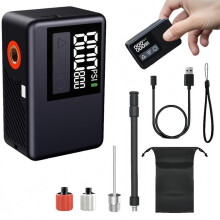 Mini pompe à vélo électrique 120 PSI, lumière LED et écran LCD, pompe à pneus rechargeable avec arrêt automatique pour VTT