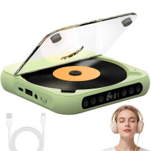 Lecteur CD portable avec Bluetooth, chargement USB-C, léger et compact, compatible avec les formats MP3/WMA, idéal pour les voyages.