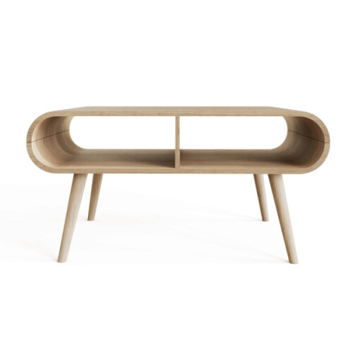 Vionna Curved Coffee Table with Shelves Oak 1