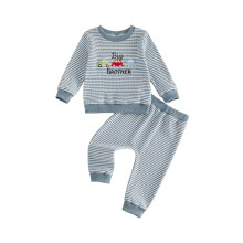 (18-24 Months, Blue) Boy Big Brother Outfit Car Letter Embroidery Sweatshirt and Jogger Pants