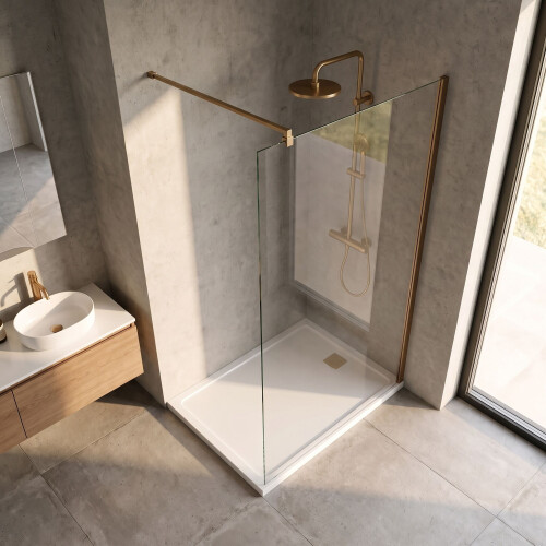 Balterley Balterley Wetroom Screen with Support Bar, 1200mm, Brushed Bronze 2