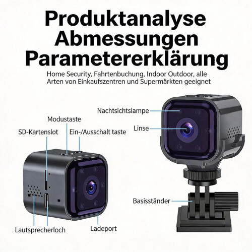Μίνι κάμερα παρακολούθησης WiFi 1080P Full HD, κάμερα ασφαλείας με μπαταρία 2