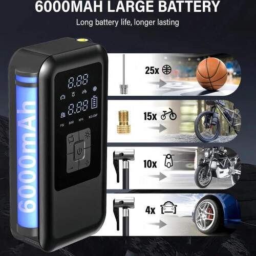 Ηλεκτρική αντλία αέρα 6000mAh 150 PSI Φορητός συμπιεστής με 4 λειτουργίες, ψ 2