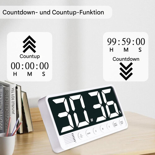Digital kitchen timer with bright LED display, 2000mAh battery, magnetic attachment & memory function – ideal for cooking 1