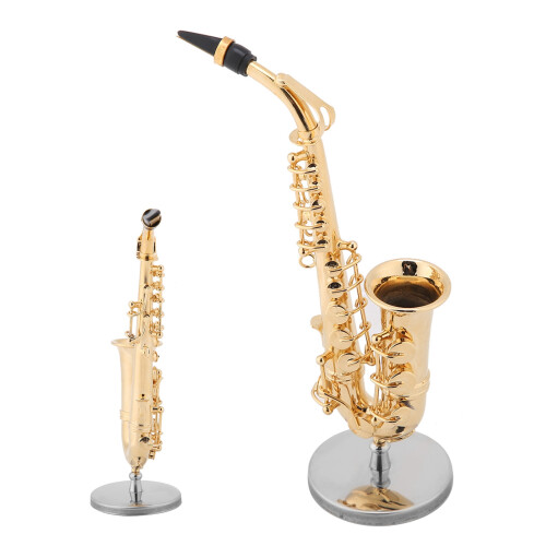 Deko Saxophon Gold mit Holzkiste