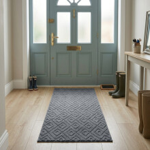 (60x110cm (Bath/Door Mat Rug), Hollow Square Grey) Imperial Rooms Carved Shaggy Rugs – Premium Non-Slip & Washable Carpet