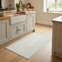 (80x150cm (Kitchen/Runner Rug), Zig Zag Cream) Imperial Rooms Carved Shaggy Rugs – Premium Non-Slip & Washable Carpet