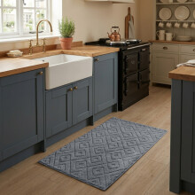 (80x150cm (Kitchen/Runner Rug), Hollow Square Grey) Imperial Rooms Carved Shaggy Rugs – Premium Non-Slip & Washable Carpet