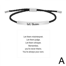 Bracelet tubulaire noir « Let Them » - Bracelet motivant - Cadeau d'amitié