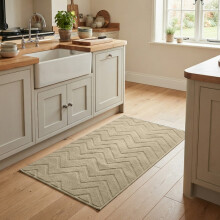 (80x150cm (Kitchen/Runner Rug), Zig Zag Beige) Imperial Rooms Carved Shaggy Rugs – Premium Non-Slip & Washable Carpet