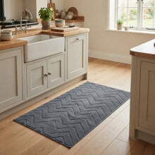 (80x150cm (Kitchen/Runner Rug), Zig Zag Grey) Imperial Rooms Carved Shaggy Rugs – Premium Non-Slip & Washable Carpet