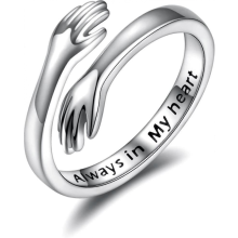 Kramringar i 925 sterlingsilver för kvinnor, jag älskar dig för alltid, kramring, justerbart band, smycken, present till tonårsflicko