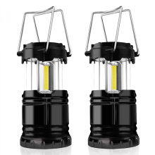 Campinglampor, 2 x campinglykta batteridriven bärbar LED-campinglampa med hopfällbar krok, tältlampor vattentät utomhushängande lampa