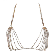 Beach Rave-Bra Sexy Body Chain Adjustable-Multilaye Rhinestone-Chain for Women Party Nightclub Sparkly Body Jewelry Gift Gold