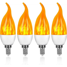 E14 LED Flame Bulb 3W 3 Modes, 4 Pack Decorative Lighting Bulbs with Flickering Flame Effect for Home Decor