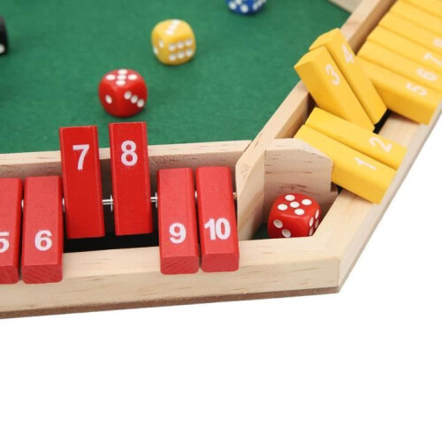 Ξύλινο παιχνίδι ζαριών Shut the Box για 6 παίκτες, 6 χρώματα, οικογενειακό επιτρ 1