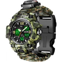 Montre numérique d'escalade pour homme, étanche, avec boussole et bracelet en paracorde, idéale pour les sports de plein air et l'escal