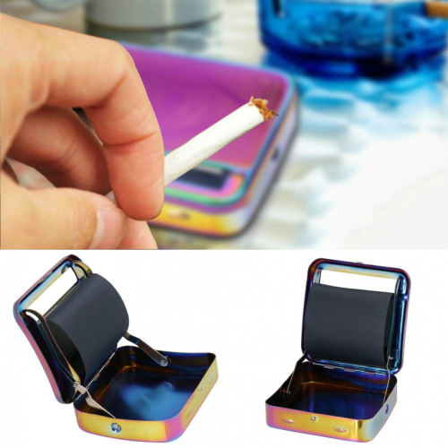 Automatic Rolling Box, Cigarette Rolling Machine Portable Metal Box for Rolling Tobacco, Smoking Roller and Storage Case (Multicolour) 2