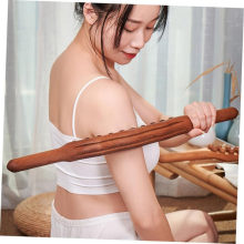 Bâton de massage Guasha en bois avec 20 perles, pour soulager les douleurs musculaires et stimuler les méridiens du corps.