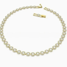 Collier tennis de luxe plaqué or avec halo rond en zircon cubique, bijou tendance pour femme