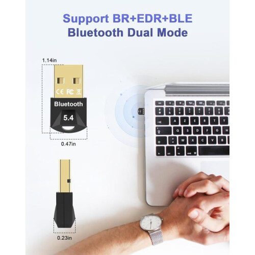 Adaptateur Bluetooth USB - 5,4 GHz - Clé Bluetooth - Compatible PC - Transfert audio stable - Anti-interférences 1