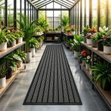 (80x300cm-Grey) Extra Long Heavy Duty PVC Rubber Runner Mat 80x300cm Non-Slip Dirt Trapper, Indoor Outdoor Hallway & Entrance Mat