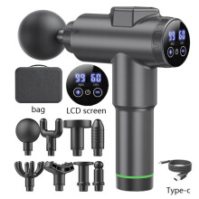 Pistolet de massage musculaire, 99 niveaux réglables, 8 têtes de massage, écran LCD HD, noir, appareil portable sans fil