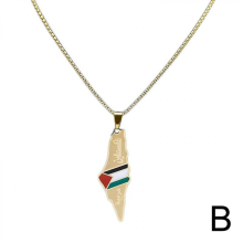 (Goud) Palestina Kaart Nationale Vlag Hanger & Ketting, Landenkaart Sieraden