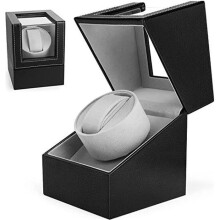 Coffret en cuir pour remontoir de montre automatique avec moteur silencieux, 2 emplacements pour montres, élégant écrin.