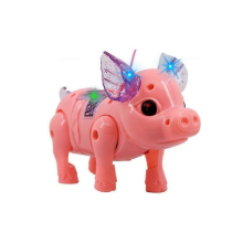 Electric Pulling Rope Pig Batteries Powered Luminous Music Walking Pig Toy Pets Interactive Toys With Light For Children Gifts