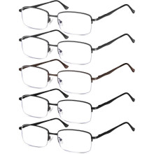 Lunettes de lecture pour homme, anti-lumière bleue, protection UV et traitement antireflet, monture en métal et charnières à resso