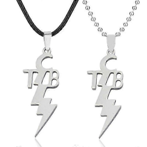 Collier en acier inoxydable avec initiale musicale, pendentif étoile et breloque éclair, finition argentée. 1