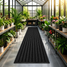 (80x300cm-Black) Extra Long Heavy Duty PVC Rubber Runner Mat 80x300cm Non-Slip Dirt Trapper, Indoor Outdoor Hallway & Entrance Mat