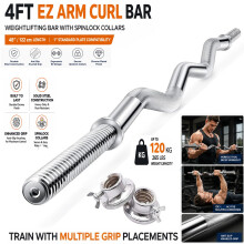 1" Chrome EZ Curl Bar with Spinlock Collars UK