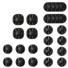 Kabelclips-Set, 20 Stück, Kabelmanagement, Schreibtischkabelhalter, Ladekabelmanagement für Zuhause, Büro, Auto und Schreibtisch, Schwa