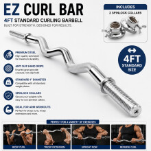 NEW 1" Barbell Curl Bar with Spin Lock Collars
