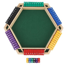 „Shut the Box“ – ein Würfelspiel aus Holz für 6 Spieler, 6 Farben, Familienspiel mit Würfeln und Punktetafel