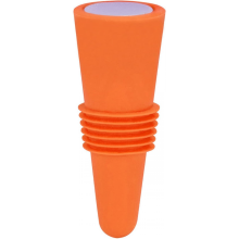 Wijnflesstopper van voedselveilig siliconen en roestvrij staal, 6,1 x 2,35 cm, decoratief, praktisch, herbruikbaar, oranje.