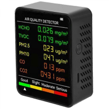 6-in-1 PM2.5 PM10 HCHO TVOC CO CO2 Luchtkwaliteitsdetector CO CO2 Formaldehyde Monitor Thuis- en kantoorlucht