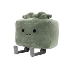 (Groen - Zonder klittenband) Clay de Claymore pluche knuffel, schattige vierkante zachte knuffelpop, ideaal als cadeau of verzamelobjec