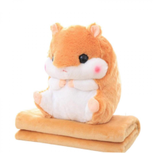 (Lichtbruin) Kawaii knuffelhamster met dekentje 1*1,7m Warme pluche muis voor kinderen, jongens en meisjes, cartooncadeau