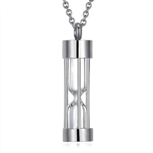Tijd Herinnering Zandloper Glazen Crematiesieraad Urn Ketting voor As Urn Sieraden Crematiesieraad Herdenkingssieraad (glas-zilver)