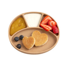 BIBaDO - Silicone Suction Divider Plate (Fawn) - Toddler Plates - Help Develop Motor Skills - Durable, Dishwasher & Microwave Safe, BPA Free - Medical
