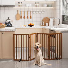 Semiocthome Freestanding Dog Gates and Barriers Indoor Pet Gates for Doorways and Stairs 82cm(H)-4 Panels Dog Gate with 2 Metal Stands Fully Assembled