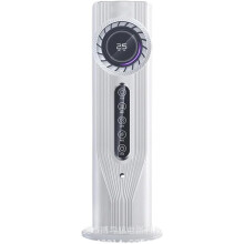 Draagbare desktop-luchtkoeler met 6 snelheden, digitaal display, 6-uurs timer en stille ventilator (wit).