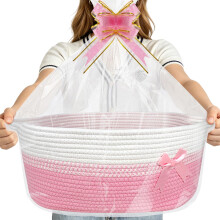 Lotvic 43x32x18cm Large Gift Basket, Hamper Kit, Empty Hamper Basket with Cellophane Bags and Pull Bows, Rope Gift Baskets with Handles, Gift Baskets