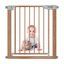 Dripex Stair Gate for Baby and Pet, Safety Pressure Fit, Metal Doors Stairs, Adjustable 75cm - 82cm, Auto Close Gate, One-Handed Operation-Wood Patter