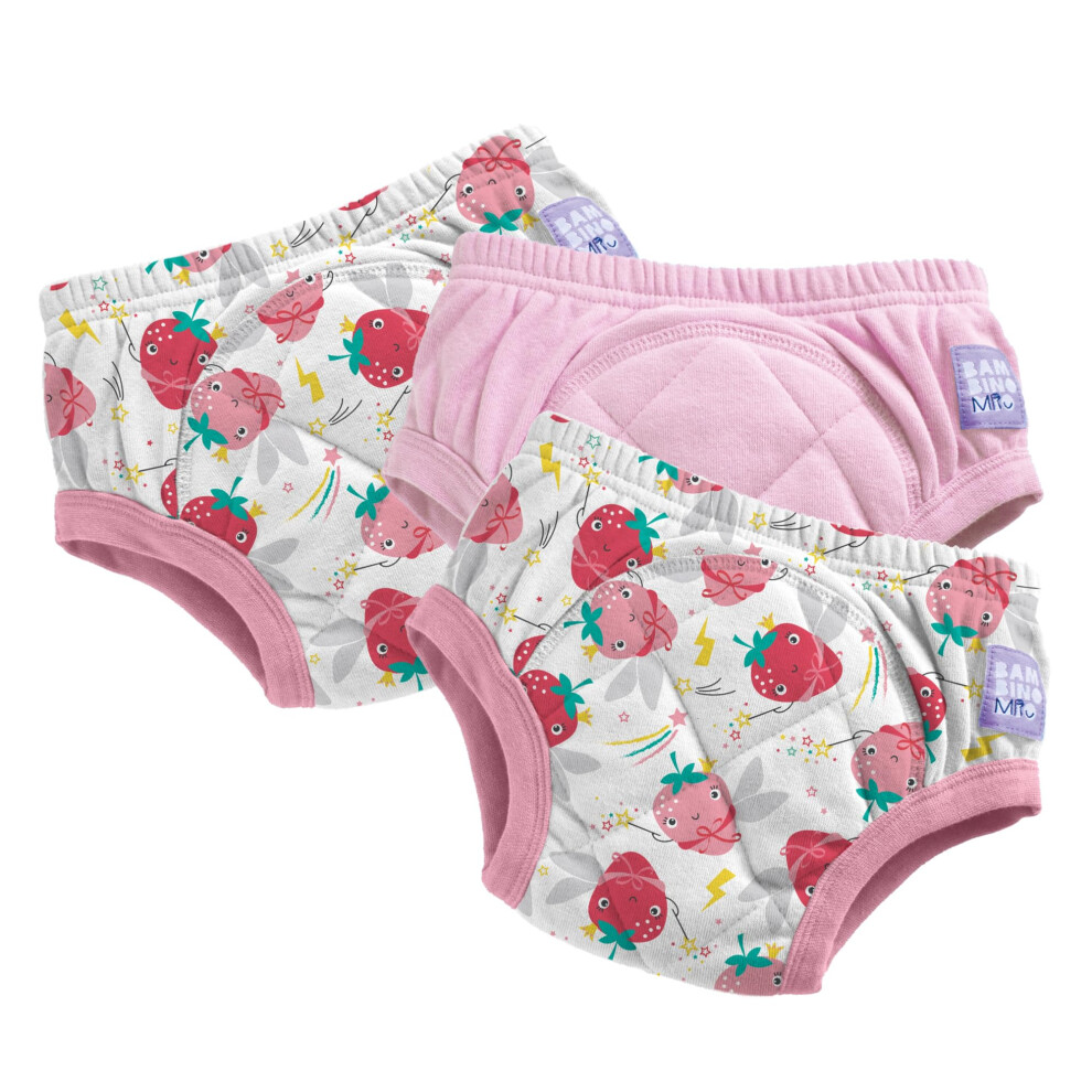 Bambino Mio (3 Pack) Training Pants For Toddlers Reusable Cloth Potty Pants Training Underwear, 2-3 Years, Super Pink Strawberries, Baby And Toddler,